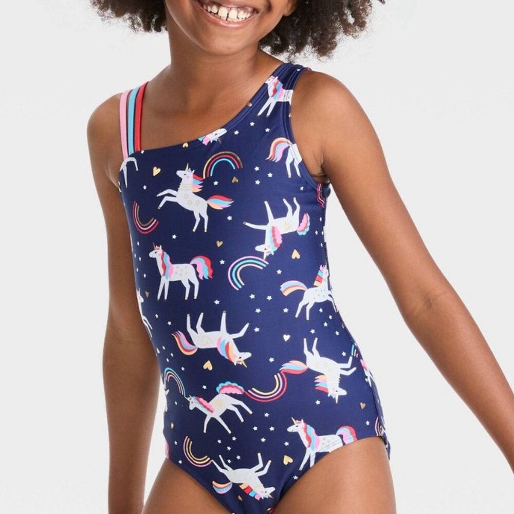 Cat & Jack Girls' Unicorn Star One Piece Swimsuit - Sz XL
